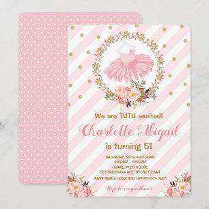 Rosa Tutu Ballerina Ballet Baby Shower-inbjudan Inbjudningar