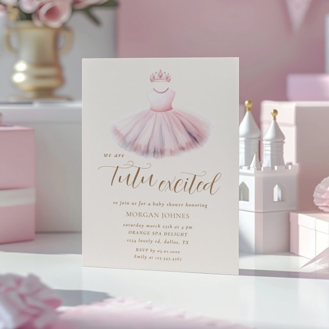 Rosa Tutu Ballerina Girl Baby Shower Inbjudningar (Skapare uppladdad)