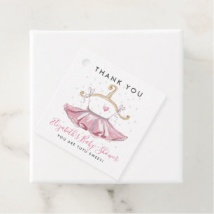 Rosa Tutu Ballerina Girl Baby Shower Tack Gåvor Etiketter