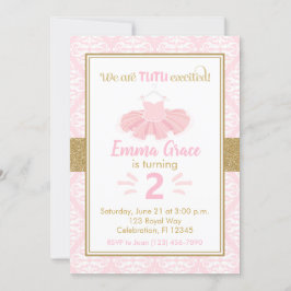 Rosa Tutu Ballerina Girl Birthday-inbjudan Inbjudningar