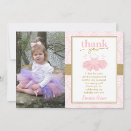 Rosa Tutu Ballerina Girl Photo Tackto You Card Inbjudningar