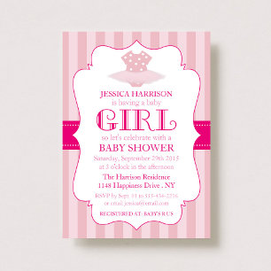 Rosa Tutu Ballerina Girls Baby Shower-inbjudningar Inbjudningar
