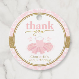 Rosa Tutu Ballerina Tack Bild favorittaggar Gåvor Etiketter