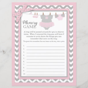 Rosa Tutu Chevron Print Baby Shower Memory Game