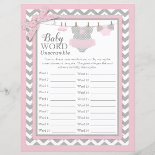 Rosa Tutu Chevron Print Baby Shower Ord Scramble