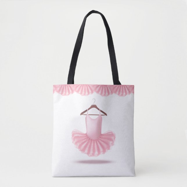 Rosa Tutu Cute Ballerina Girly Namn Tote Bag Tygkasse (Framsida)
