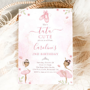 Rosa Tutu Cute Ballet Dancer Ballerina Birthday Inbjudningar