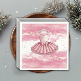 Rosa Tutu Guld Glitter Baby Shower Pappersservett
