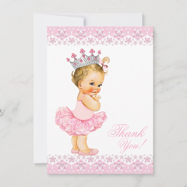 Rosa Tutu Princess Baby Shower Tack (Framsida)
