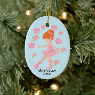 Rosa Tutu Red Hved Ballerina jul Julgransprydnad Keramik