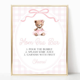 Rosa Tutu Teddybjörn Baby Shower Mimosa Bar Poster