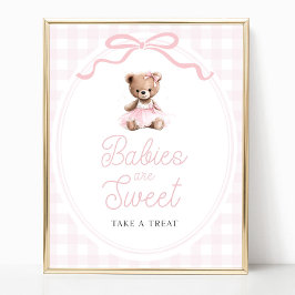 Rosa Tutu Teddybjörn Bebis Dus Sötma Bord Skylt
