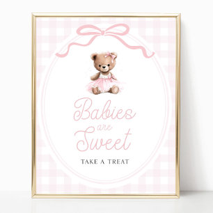 Rosa Tutu Teddybjörn Bebis Dus Sötma Bord Skylt