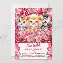 Rosa Två Vilder 2 års Födelsedagsfest för gammal f