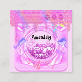 Rosa Tvätt Tvättar Städning QR-tjänstkod Fyrkantigt Visitkort
