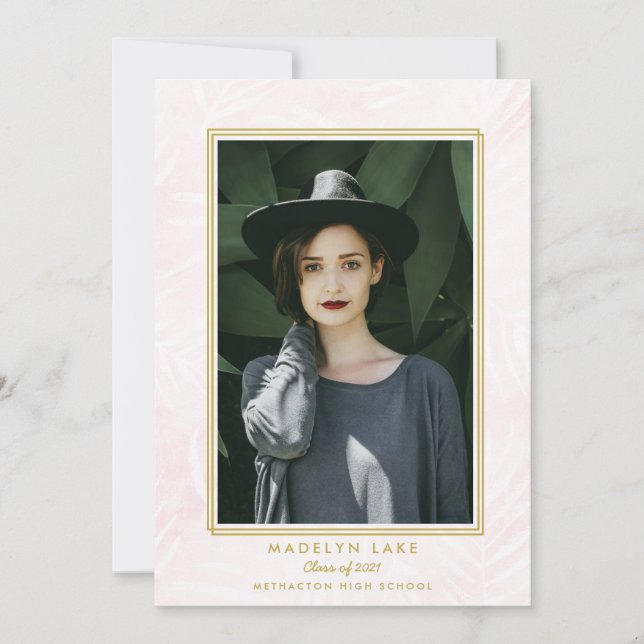 Rosa Tvättat Handflatan och Guld Ram foto Studente Meddelande (Framsida)