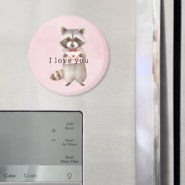 Rosa tvättbjörn kärleksbrev magnet (In Situ (Fridge))