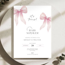 Rosa tvillingar baby shower inbjudan flickor