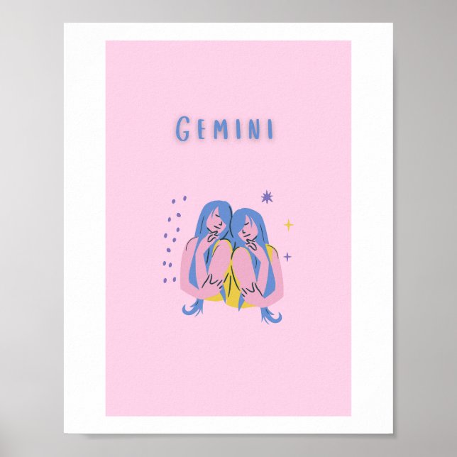 Rosa Tvillingarna, stjärntecken, stjärnbildsutskri Poster (Framsidan)