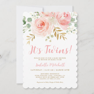 Rosa Twillingars Baby Shower-inbjudan Inbjudningar