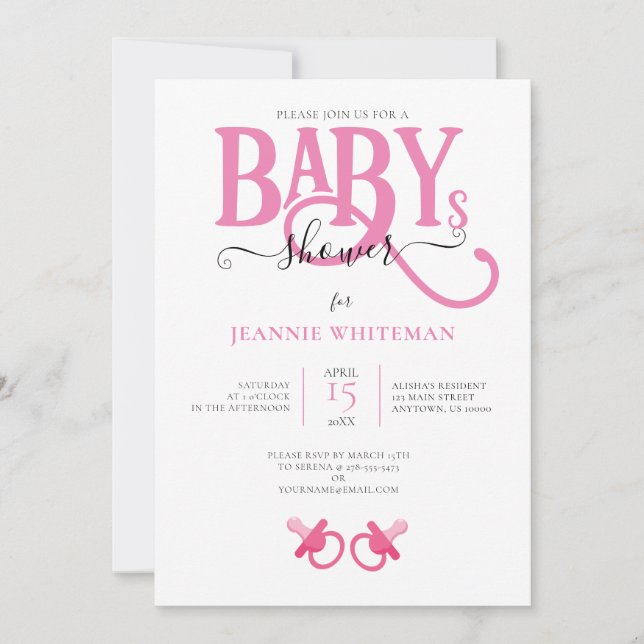 ROSA TWIN GIRL BABY SHOWER MED NAPPAR INBJUDNINGAR (Framsida)