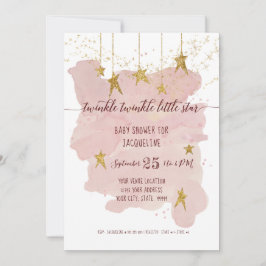 Rosa Twinkle Little Star Guld Girl Baby Shower Inbjudningar