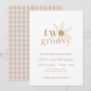 Rosa "Two Groovy" Boho Daisy 2:a födelsedagen Inbjudningar