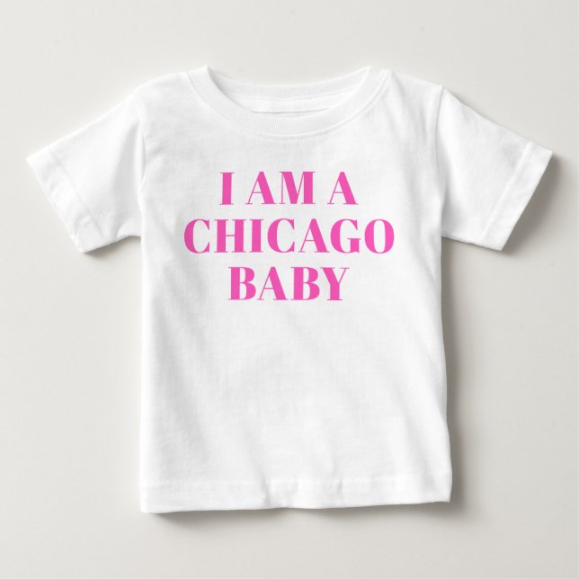 Rosa typografi Chicago babykläder T Shirt (Framsida)