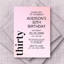 Rosa Typografi Födelsedag Inbjudningar