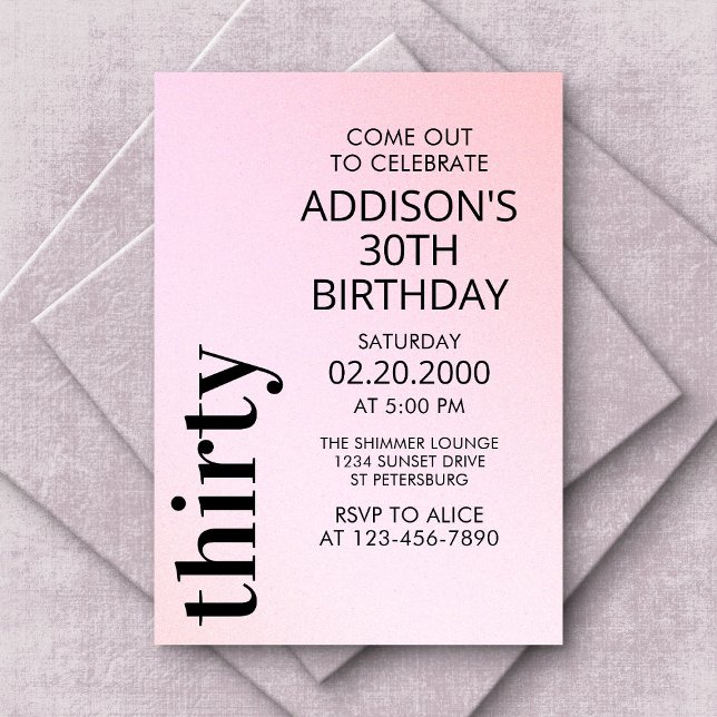 Rosa Typografi Födelsedag Inbjudningar (Skapare uppladdad)