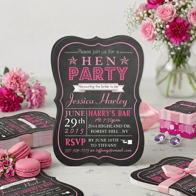 Rosa typografi Kritskrifttavla Systerfest Inbjudningar (Skapare uppladdad)