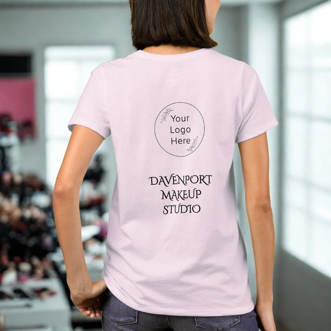 Rosa typografi logotyp Sminkpersonal  T Shirt (Skapare uppladdad)