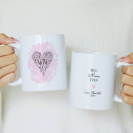 Rosa Typografi Mamma Heart Kaffemugg