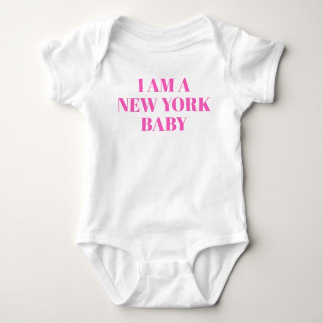 Rosa typografi New York babykläder T Shirt (Framsida)