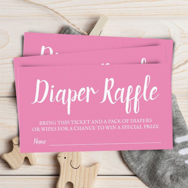 Rosa Typography Diaper Raffle-höljeskort Tilläggskort (Skapare uppladdad)
