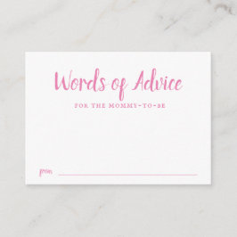 Rosa Typography Girl Baby Shower Advice Tilläggskort