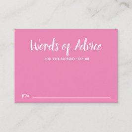 Rosa Typography Girl Baby Shower Advice Tilläggskort