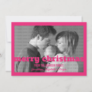 Rosa Typography God jul Flat Photo Card Julkort