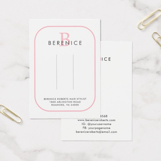 Rosa Typography Monogram Logotyp Hair Clips Visnin Visitkort (Kontor)