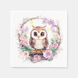 Rosa Uggla Äventyr Flicka Shower Pappersservett