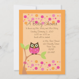 Rosa Uggla Baby Shower-inbjudan, hotropek efter be Inbjudningar
