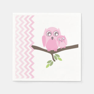 Rosa Uggla + Chevron Girl Baby Shower Napkins Pappersservett