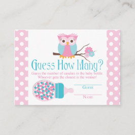 Rosa Uggla Flaska Baby Shower Guessing Game Tilläggskort