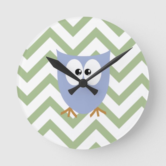 Rosa Uggla Flicka Nursery Bedroom Rund Klocka (Framsida)