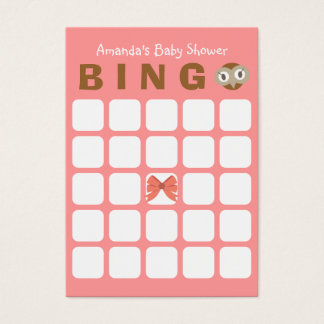 Rosa Uggla Girl 5x5 Baby Shower Bingo Card Visitkort