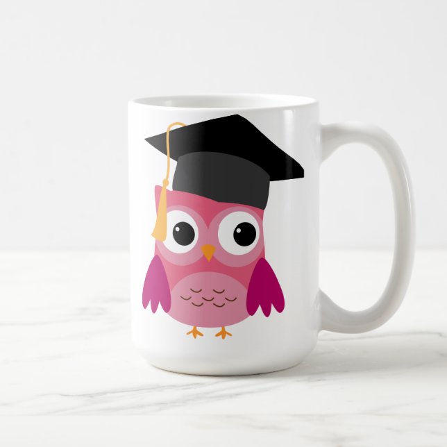 Rosa Uggla med Studentmössa Mugg (Höger)
