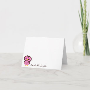 Rosa uggla Notecards för personlig Anteckningskort