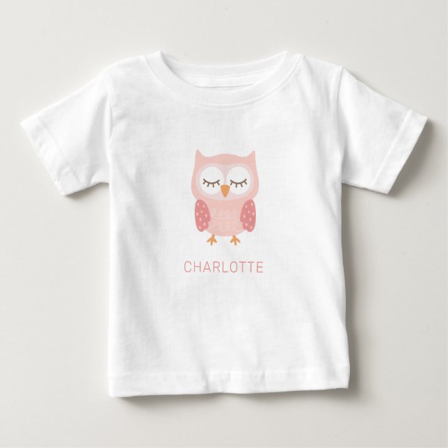 'Rosa Uggla', söt anpassad pyjamas  T Shirt (Framsida)