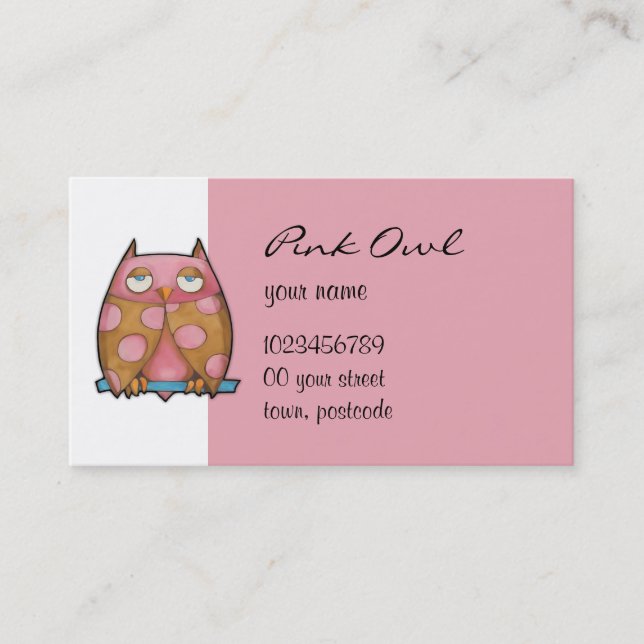 Rosa Uggla, vitt Affärskort Visitkort (Framsida)