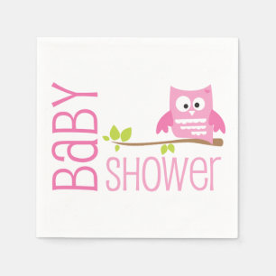 Rosa ugglababy showerservett pappersservett
